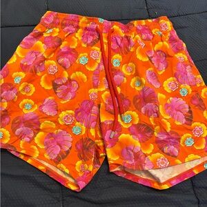 Vilebrequin Orange and Pink Floral Swim Trunks size L USED